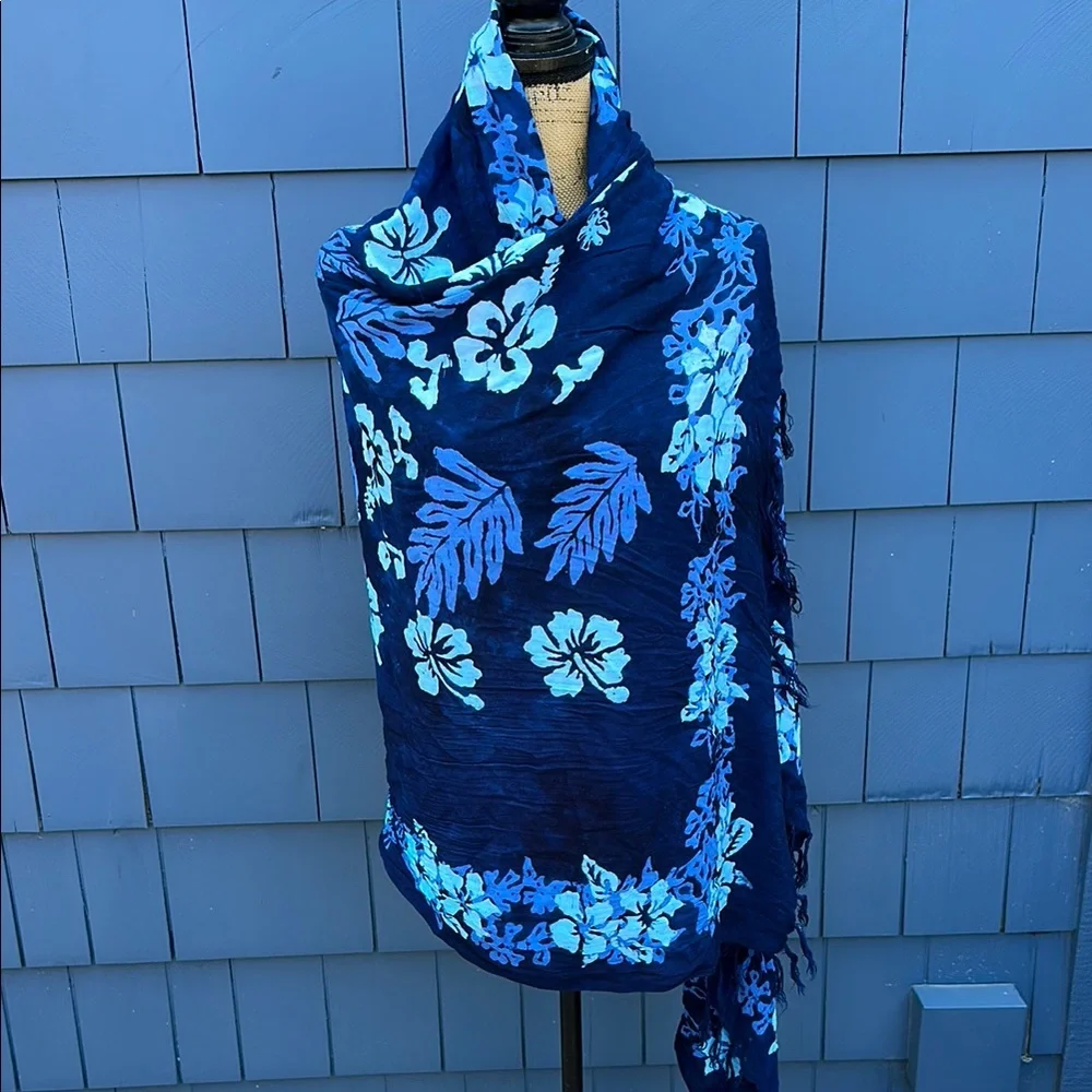 Tropical Blue Sarong Swim Cover-Up - Picture 9 of 11